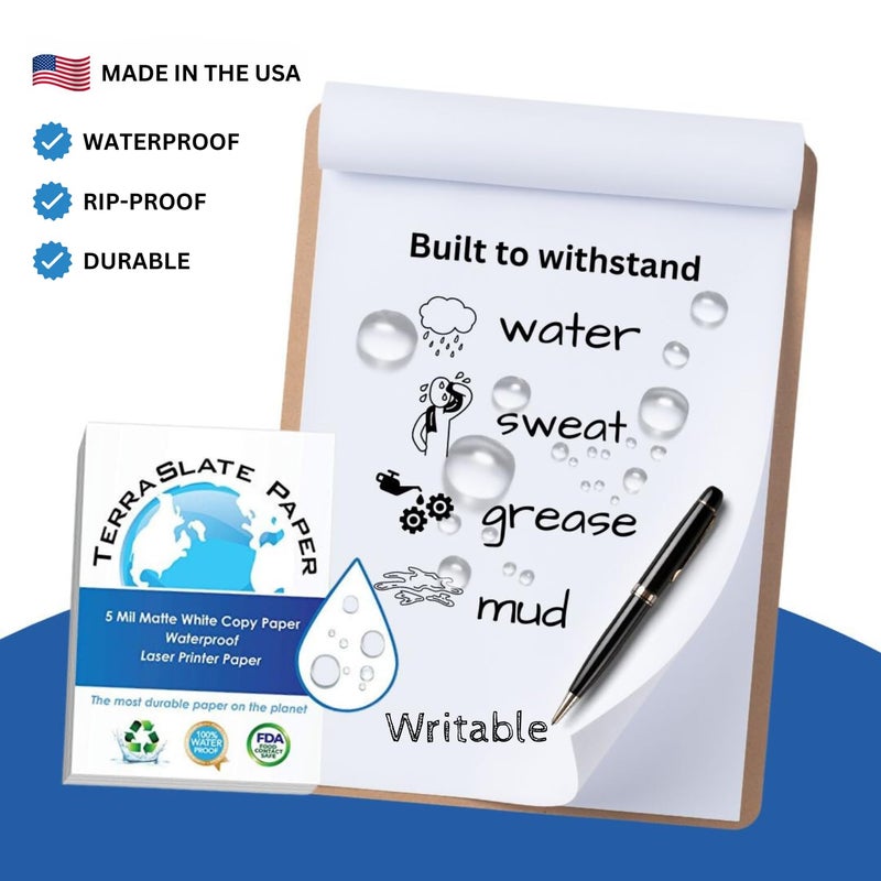 TerraSlate Paper 5 MIL 8.5" x 14" Waterproof Laser Printer/Copy Paper 50 Sheets - Image 2